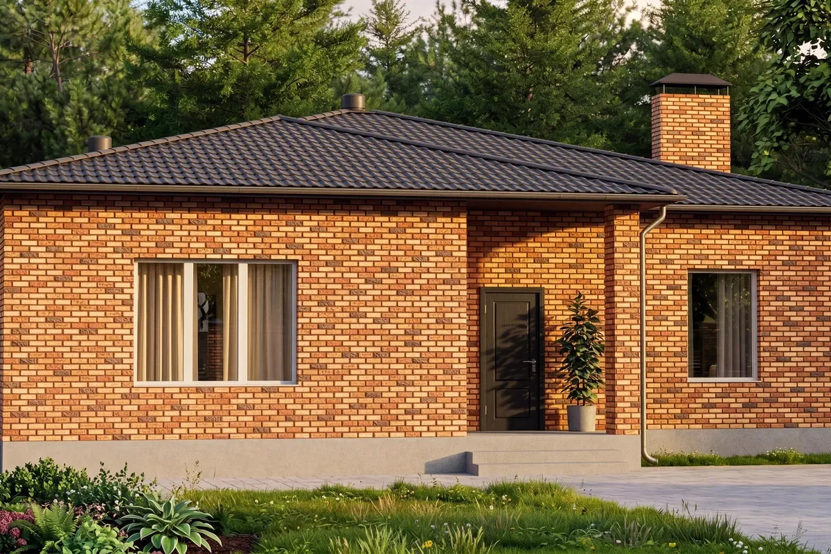 Дом под ключ 130 м² с гардеробной и котельной: Рендер проекта